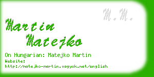 martin matejko business card